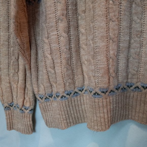 Vintage 1970's Jantzen Collared Single Button Sweater Fair Isle Nordic XL T-347 - Picture 4 of 13